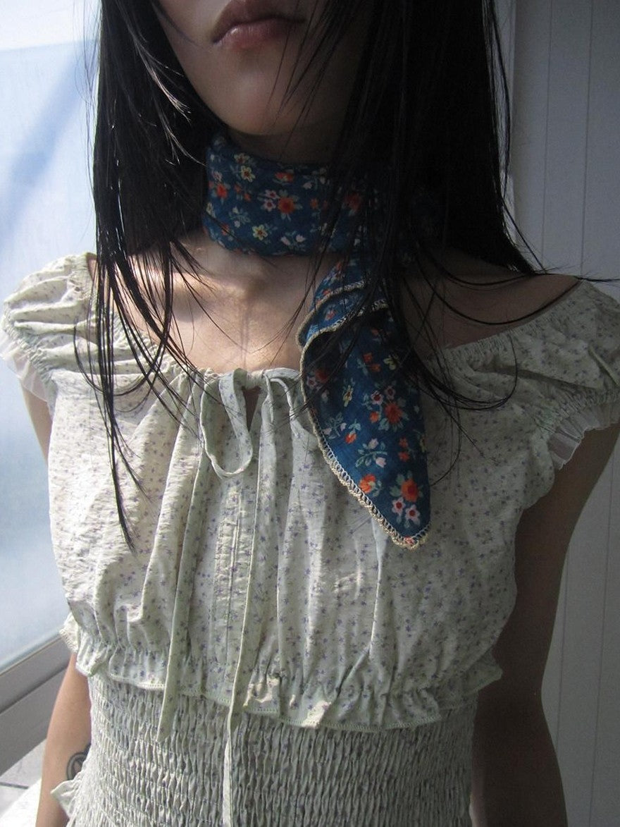 ang project Blue Green Patchwork Floral Decorative Women&