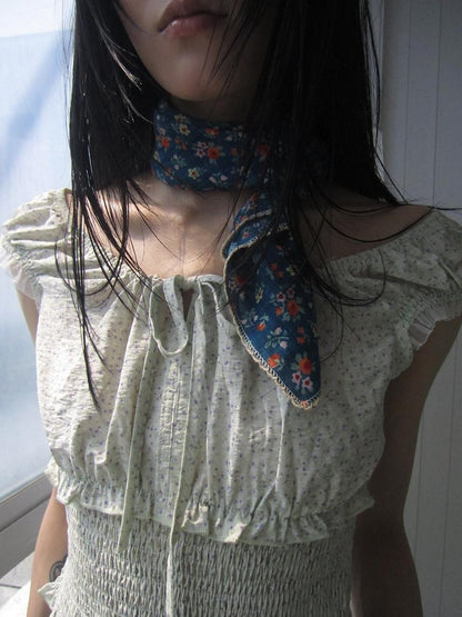 ang project Blue Green Patchwork Floral Decorative Women&