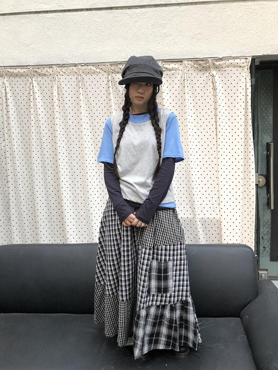 ang project Blue Plaid Colorblock Layered 3 Piece Women&