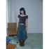ang_project_Blue_Plaid_Off_Shoulder_Waist_Cinched_Puff_Sleeve_Printed_Women&