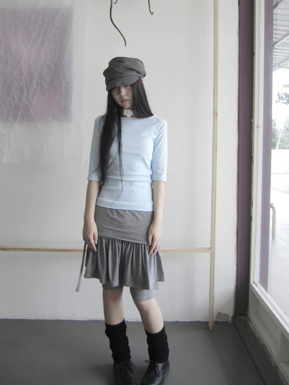 ang project Boat Neck Solid Slim Fit Half Sleeve Cropped Women&
