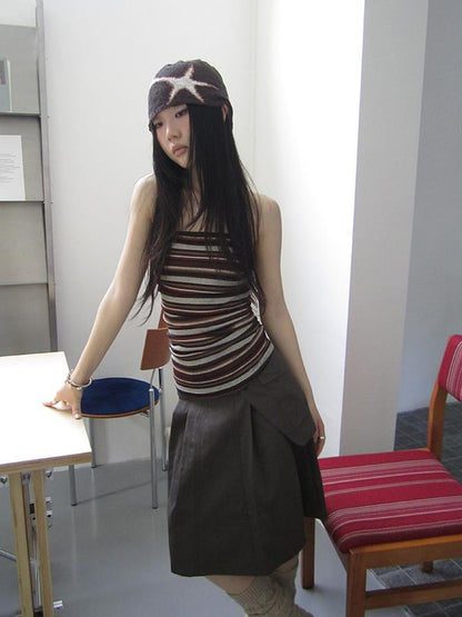 Updateang project Bohemian Stripe Brown Tube Top
