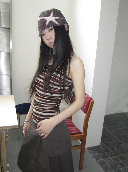 Updateang project Bohemian Stripe Brown Tube Top