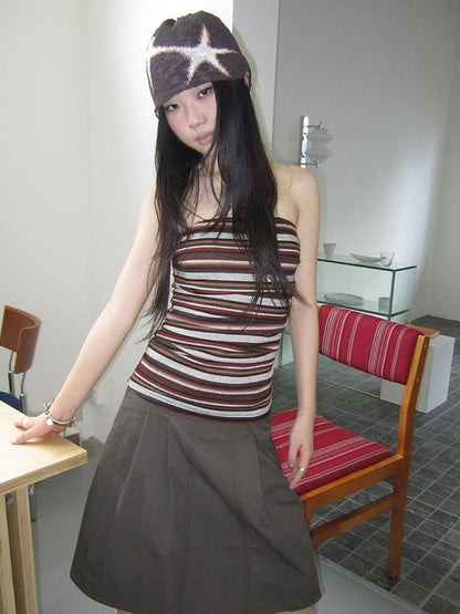 Updateang project Bohemian Stripe Brown Tube Top