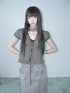 ang project Brown Plaid Contrast Lace Tie Layered Halter Cropped Women&