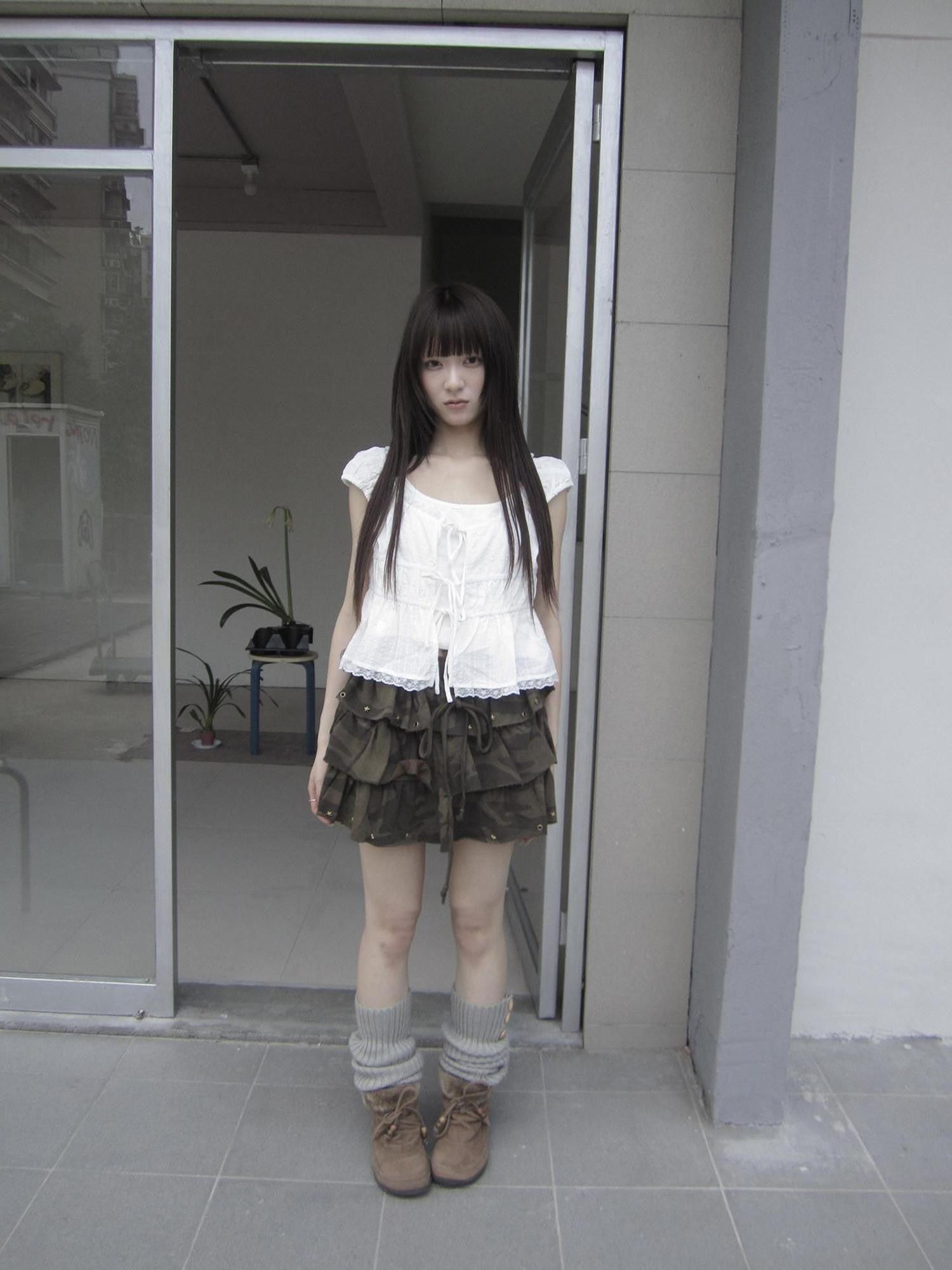 ang project Camo Star Rivet Beaded Frayed Elastic Waist Women&