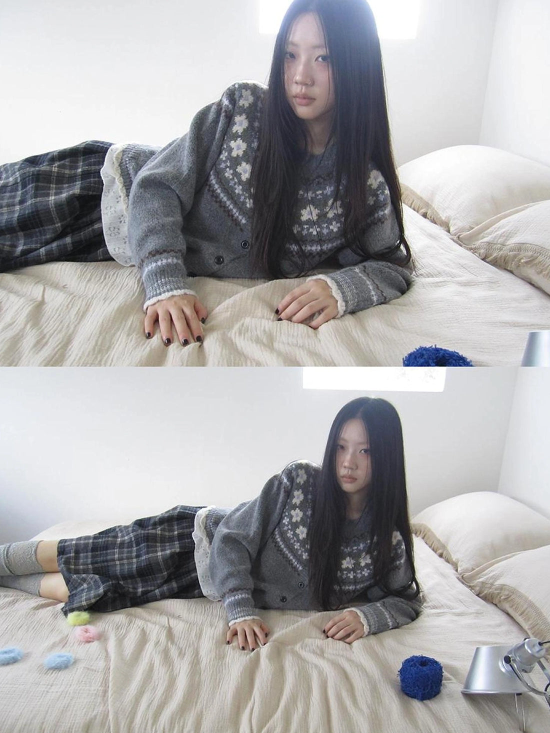 ang project Color Options
V-neck
Long Sleeve
Ribbed Hem And Cuffs
Kangaroo Pocket
Fair Isle Pattern
Button Front
Regular Fit
Model Height
Chest Size
Length Sweater