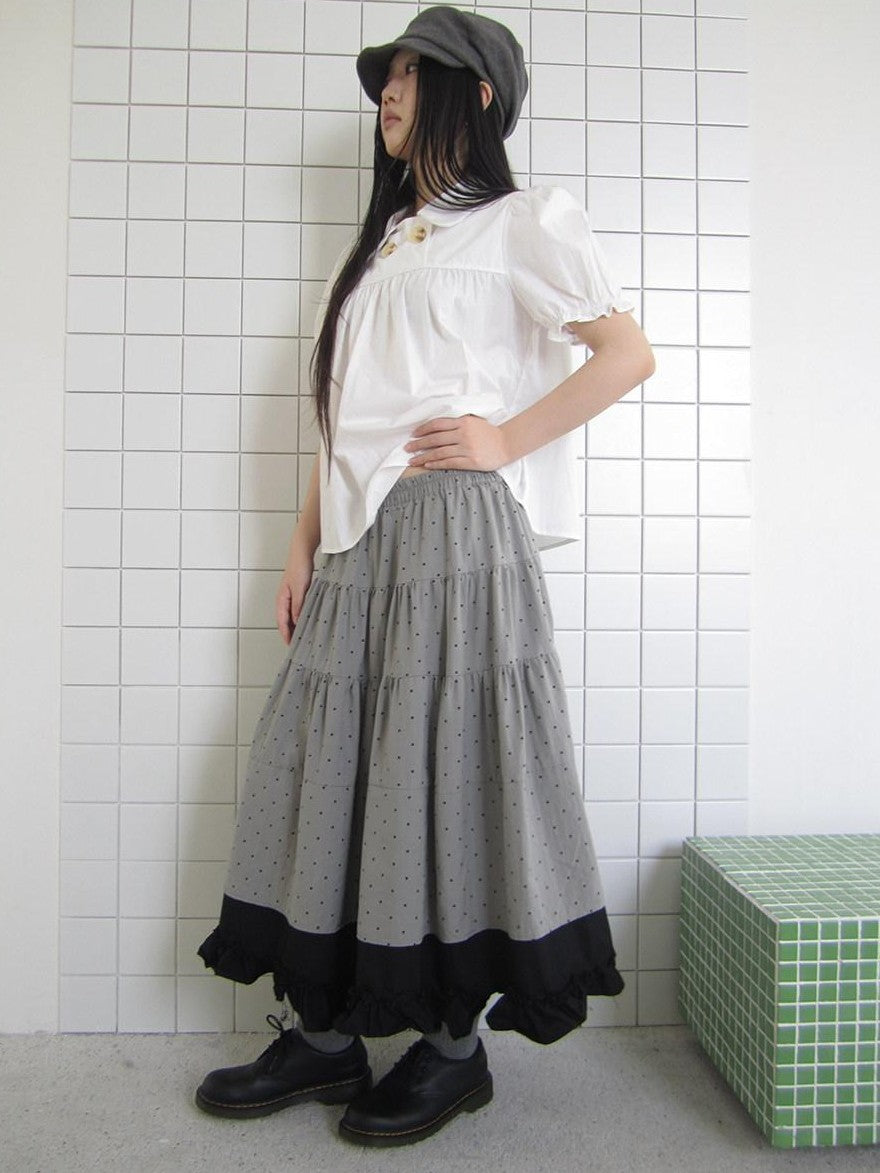 ang project Colorblock Polka Dot Patchwork Fake Two Piece A Line Women&