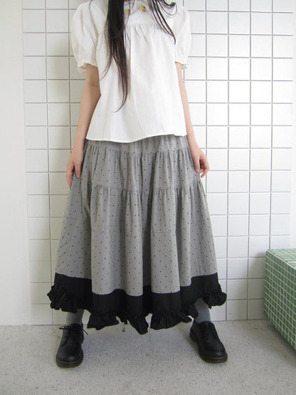 ang project Colorblock Polka Dot Patchwork Fake Two Piece A Line Women&