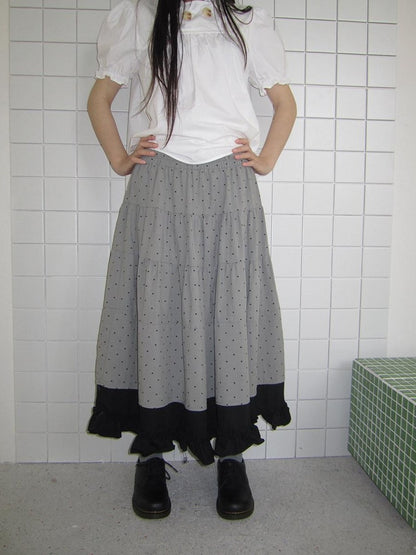 ang project Colorblock Polka Dot Patchwork Fake Two Piece A Line Women&