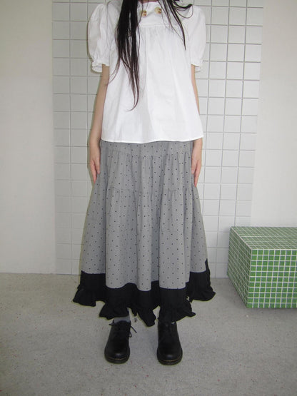 ang project Colorblock Polka Dot Patchwork Fake Two Piece A Line Women&
