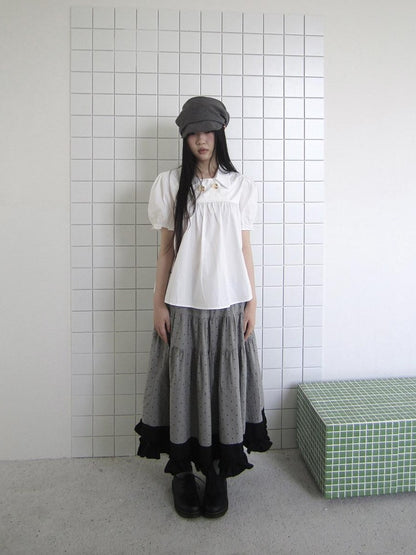 ang project Colorblock Polka Dot Patchwork Fake Two Piece A Line Women&