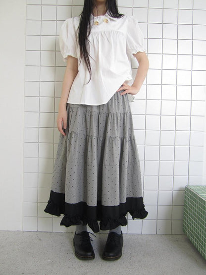ang project Colorblock Polka Dot Patchwork Fake Two Piece A Line Women&