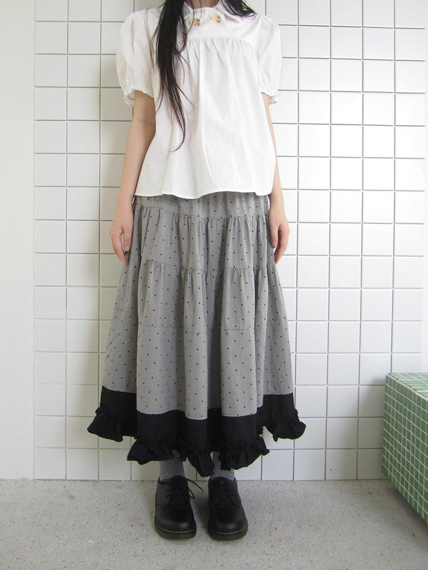 ang project Colorblock Polka Dot Patchwork Fake Two Piece A Line Women&