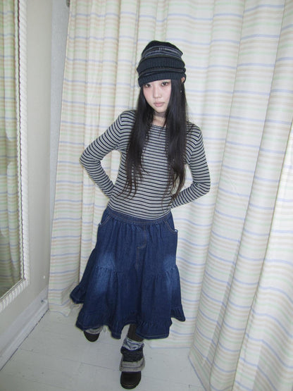 ang project Contrast Stripe Retro Boatneck Longsleeve Women&