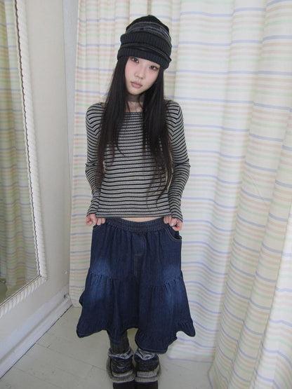 ang project Contrast Stripe Retro Boatneck Longsleeve Women&