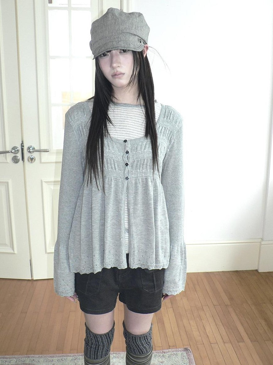 ang project Crochet Lace Flower Button U Neck Women&