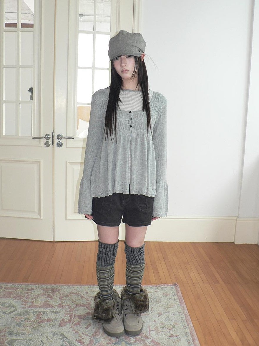 ang project Crochet Lace Flower Button U Neck Women&