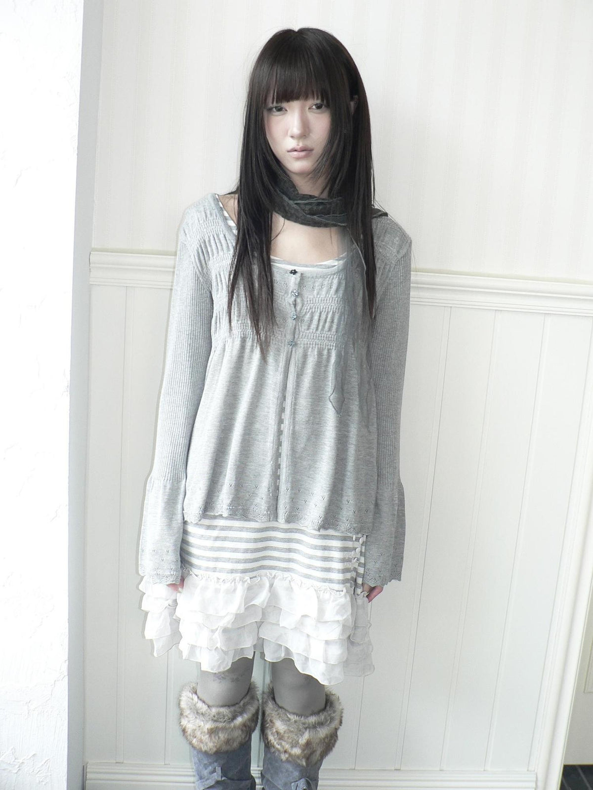 ang project Crochet Lace Flower Button U Neck Women&
