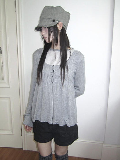ang project Crochet Lace Flower Button U Neck Women&