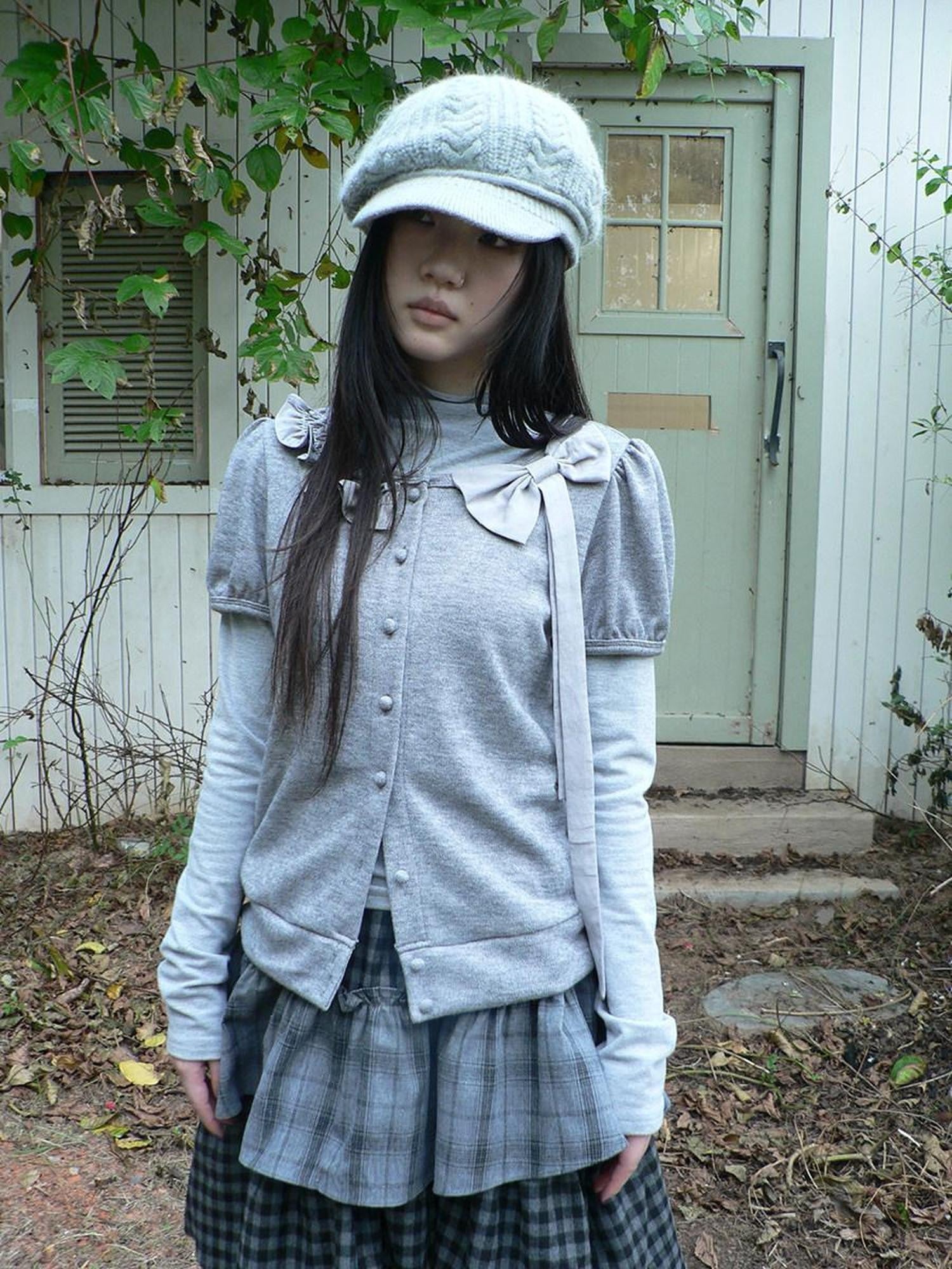 ang project Cropped Bow Two Piece Korean Women&