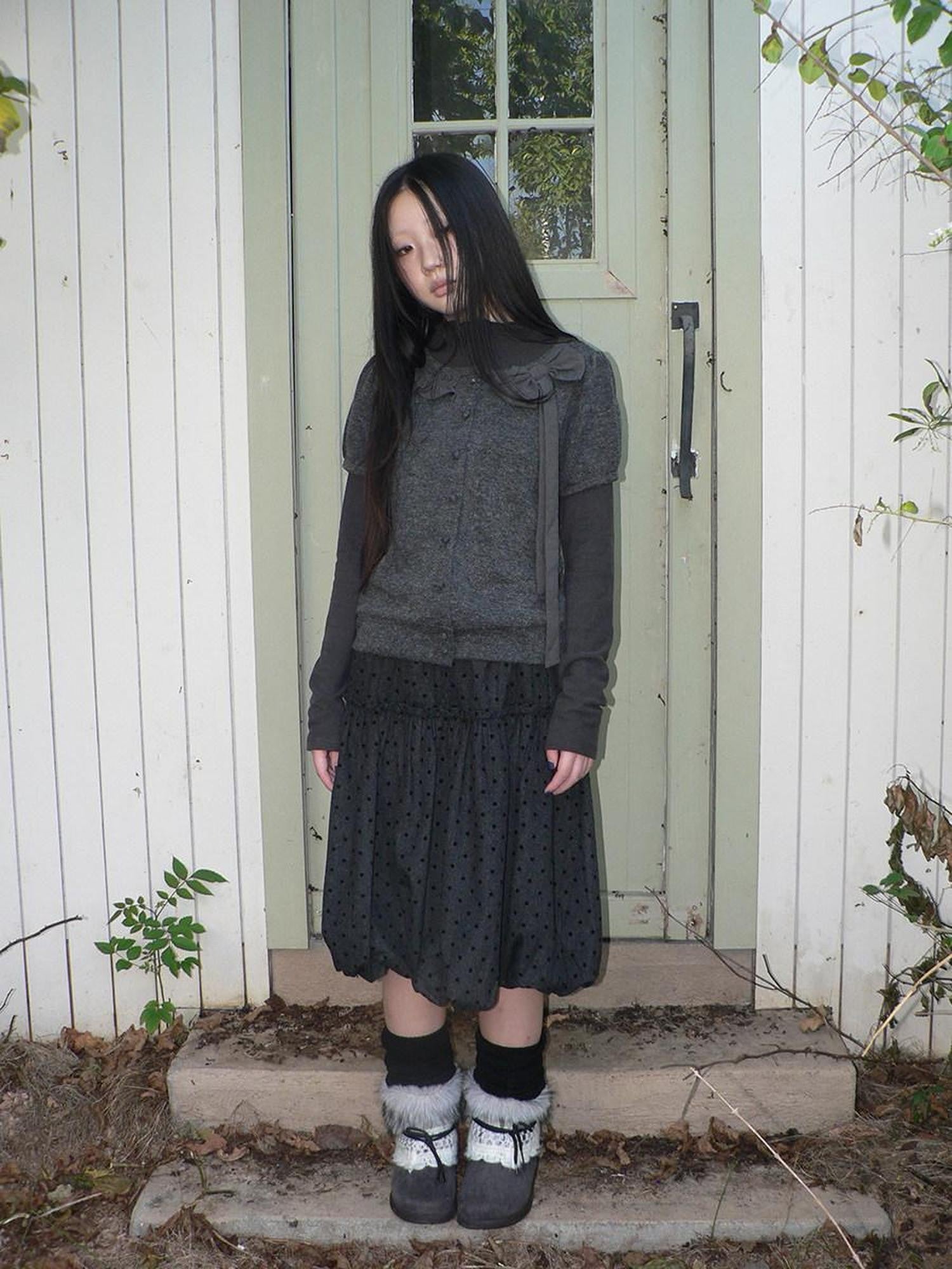 ang project Cropped Bow Two Piece Korean Women&