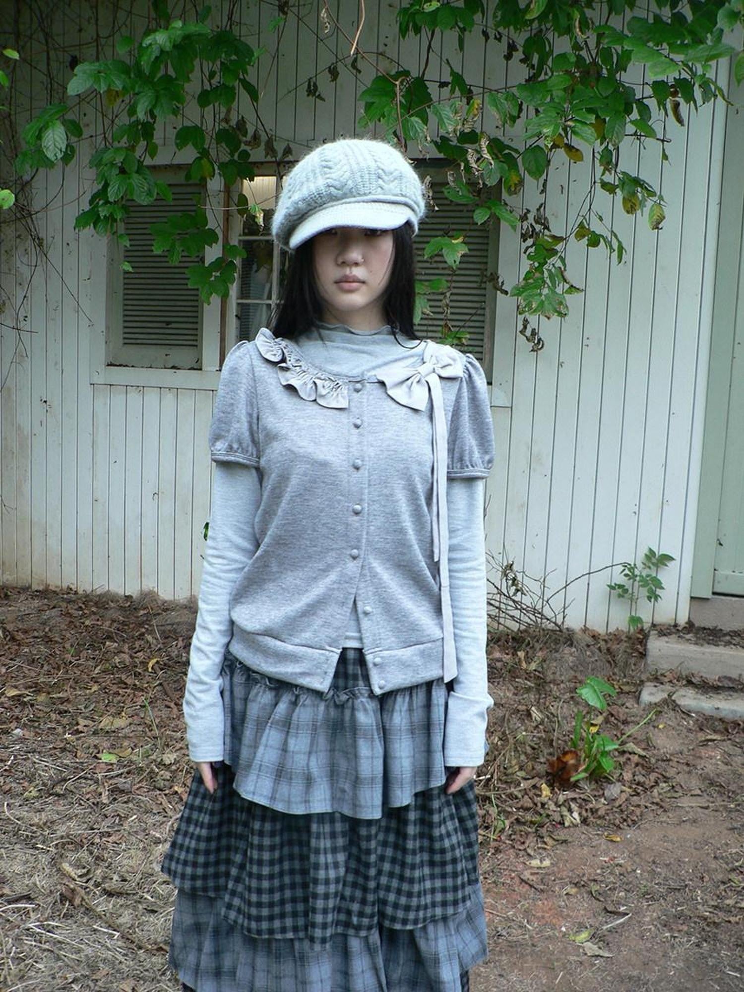 ang project Cropped Bow Two Piece Korean Women&