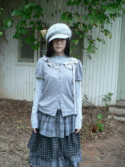 ang project Cropped Bow Two Piece Korean Women&