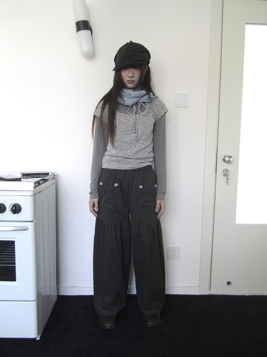 ang project Cropped Textured Drawstring Slim Women&