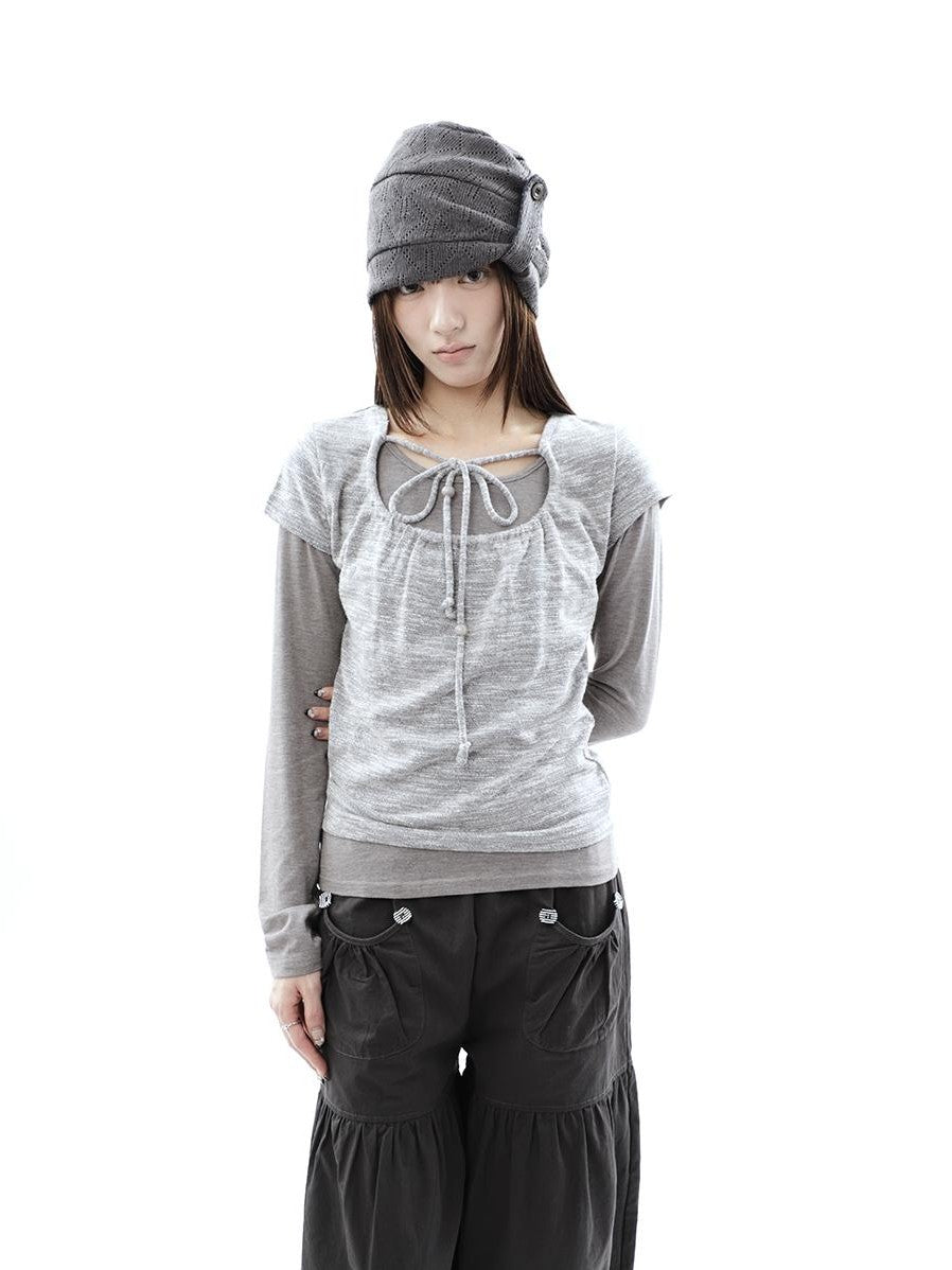 ang project Cropped Textured Drawstring Slim Women&