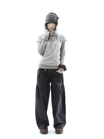 ang project Cropped Textured Drawstring Slim Women&