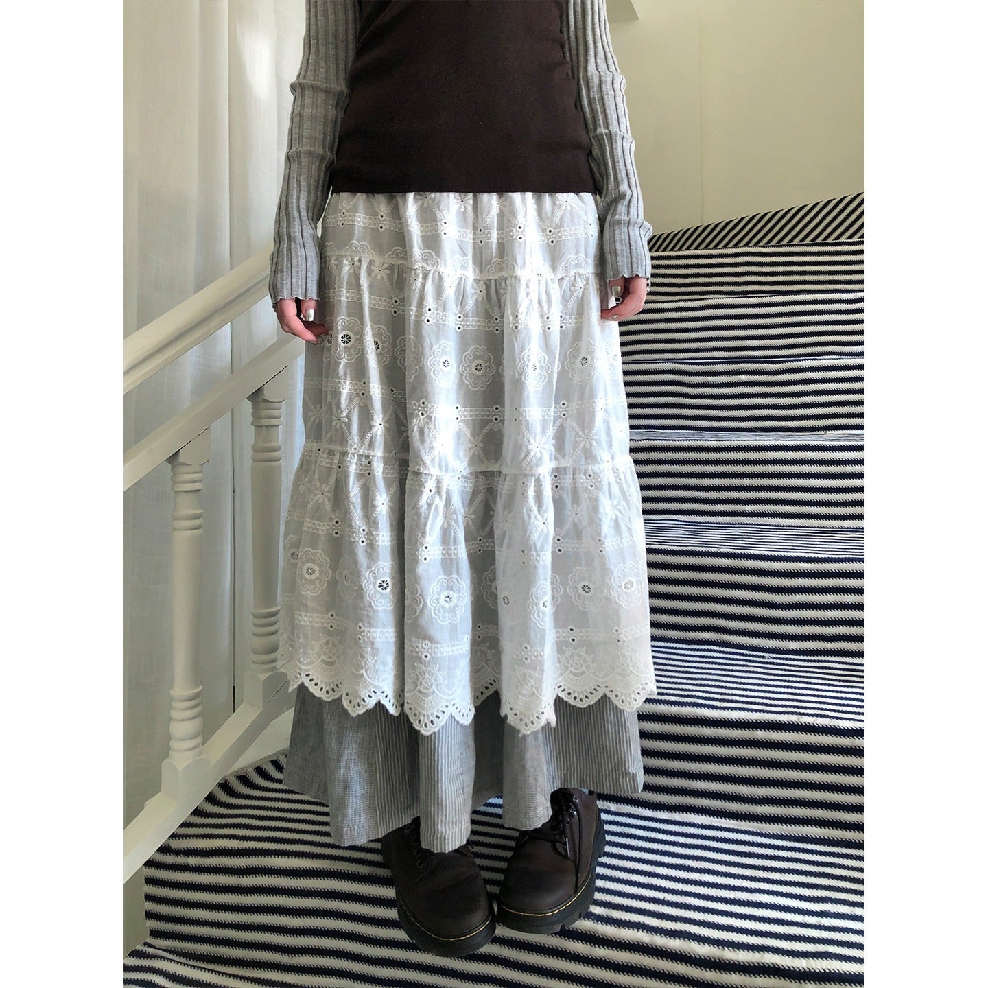 ang_project_Cutout_Embroidered_Lace_Trim_Layered_Tie_Waist_Women&