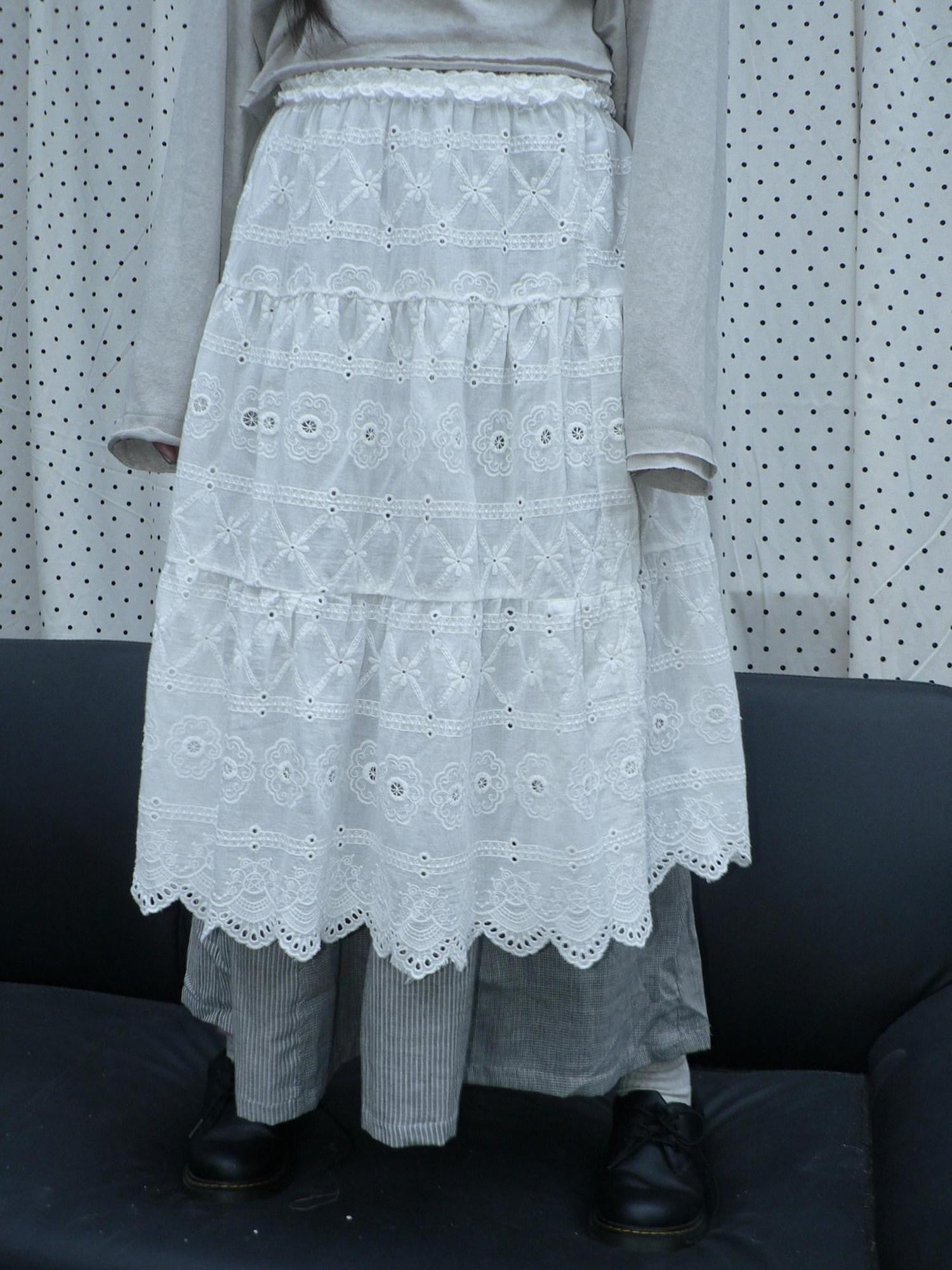 ang project Cutout Embroidered Lace Trim Layered Tie Waist Women&
