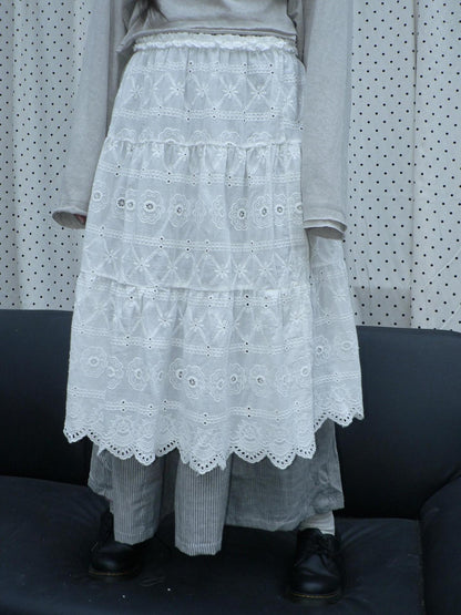 ang project Cutout Embroidered Lace Trim Layered Tie Waist Women&