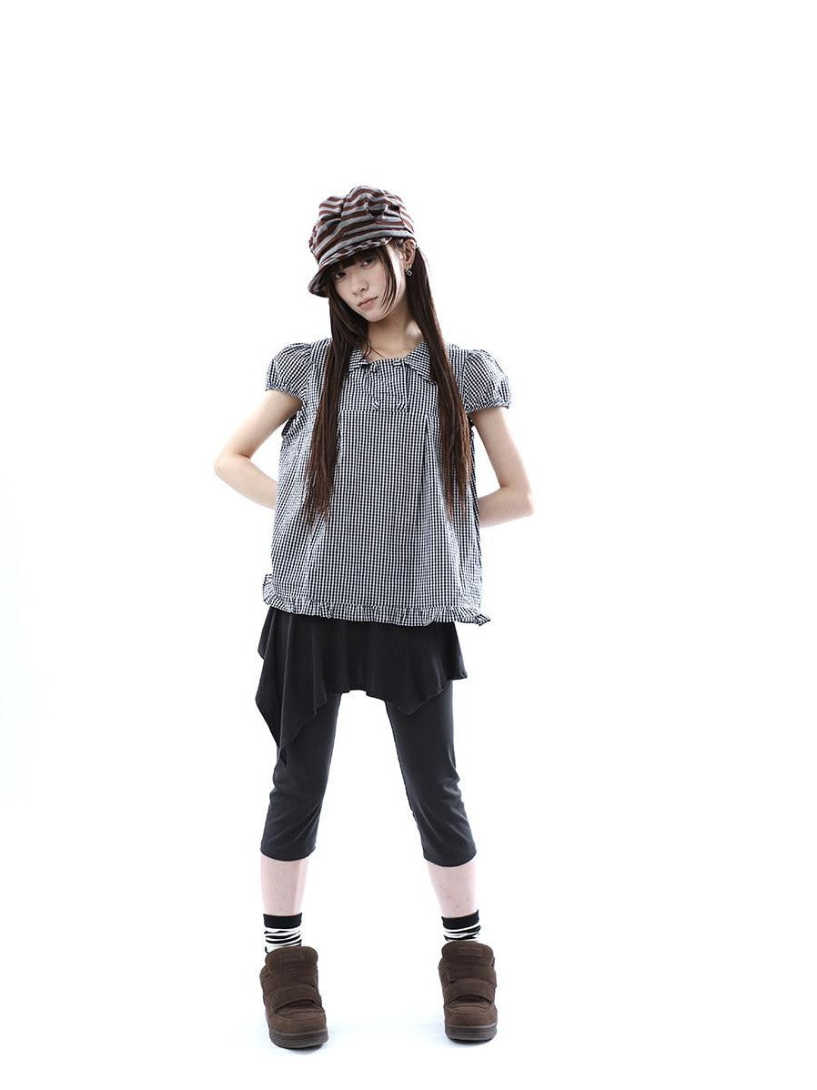 ang project Dark Gray Asymmetric Faux Two Piece Skirt Overlay Women&