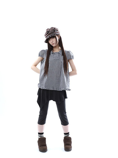 ang project Dark Gray Asymmetric Faux Two Piece Skirt Overlay Women&
