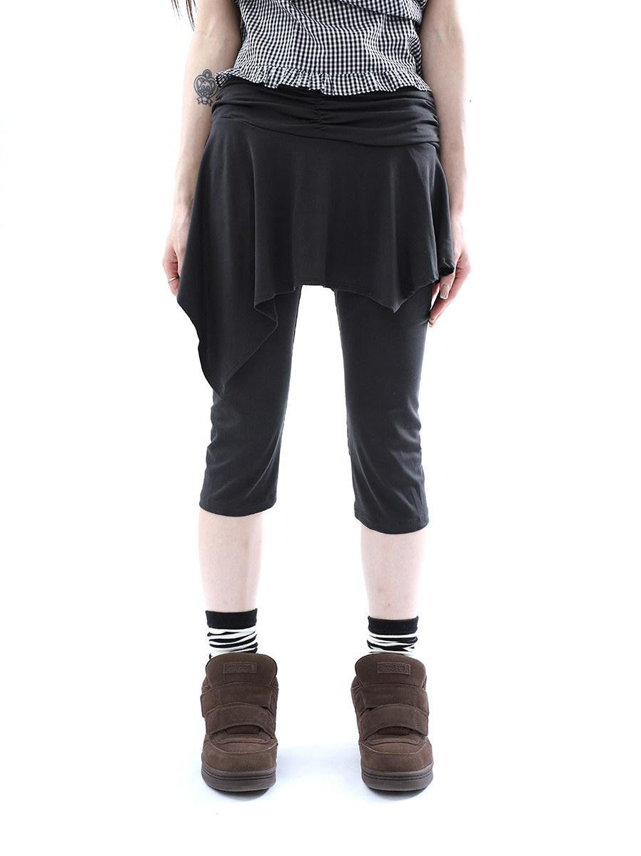 ang project Dark Gray Asymmetric Faux Two Piece Skirt Overlay Women&