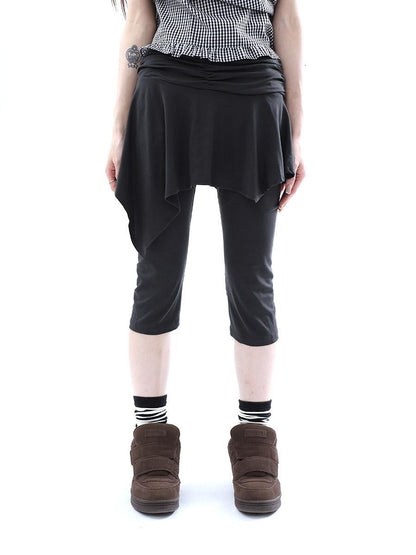 ang project Dark Gray Asymmetric Faux Two Piece Skirt Overlay Women&