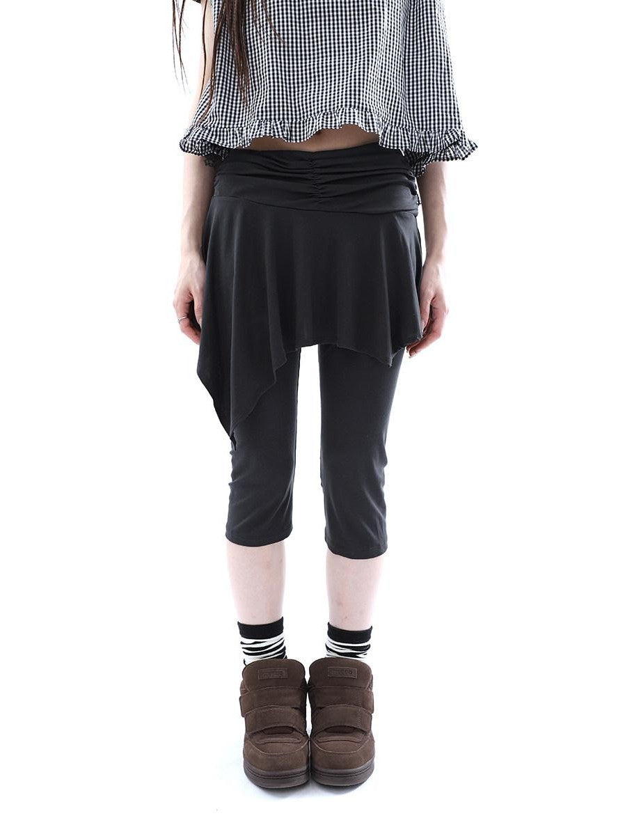 ang project Dark Gray Asymmetric Faux Two Piece Skirt Overlay Women&