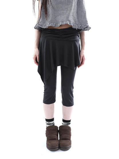 ang project Dark Gray Asymmetric Faux Two Piece Skirt Overlay Women&