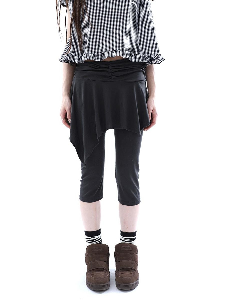 ang project Dark Gray Asymmetric Faux Two Piece Skirt Overlay Women&