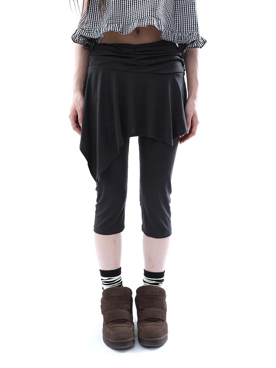 ang project Dark Gray Asymmetric Faux Two Piece Skirt Overlay Women&