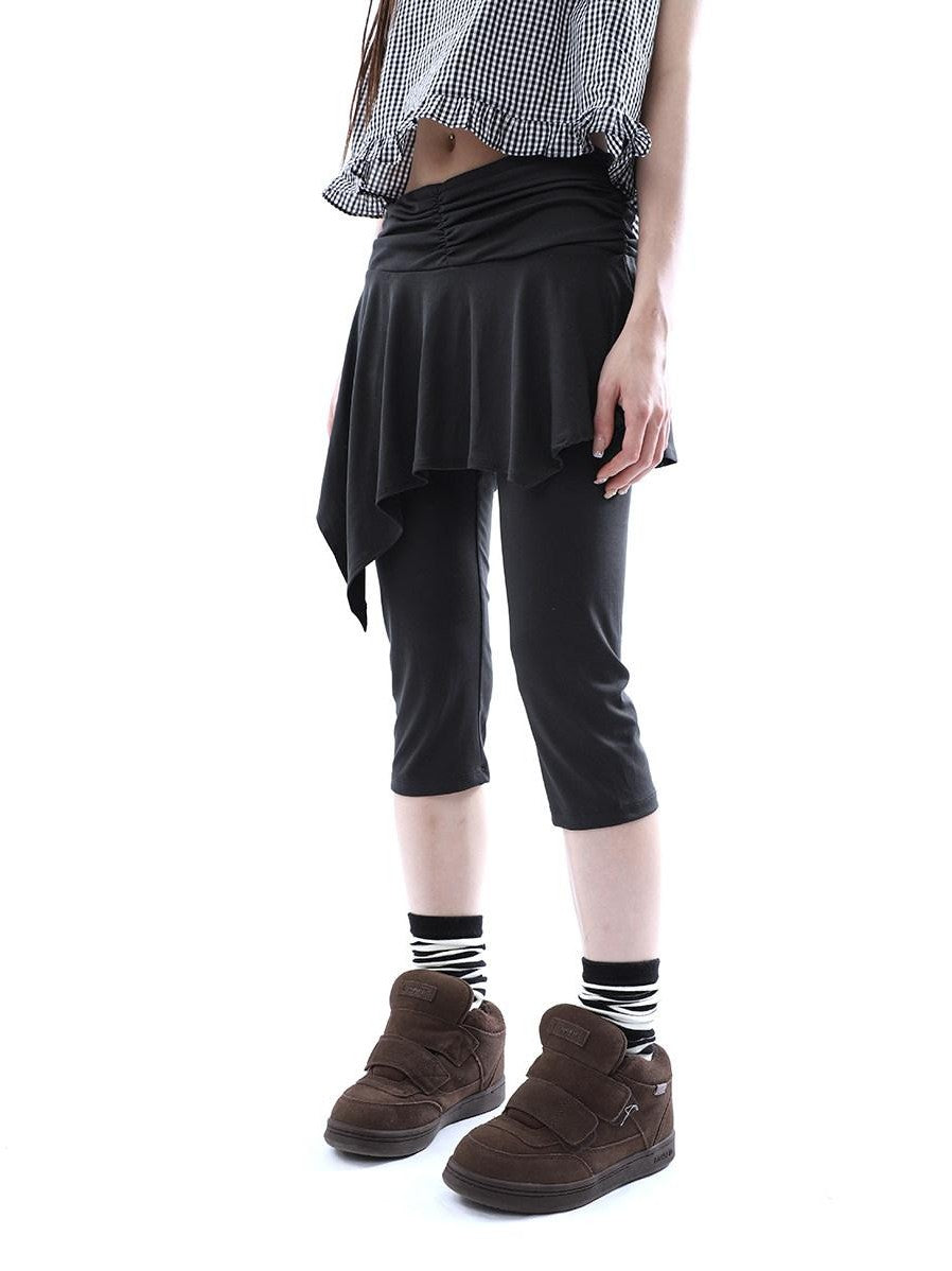 ang project Dark Gray Asymmetric Faux Two Piece Skirt Overlay Women&