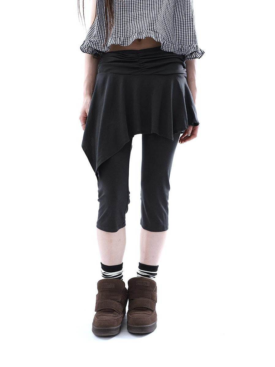 ang project Dark Gray Asymmetric Faux Two Piece Skirt Overlay Women&