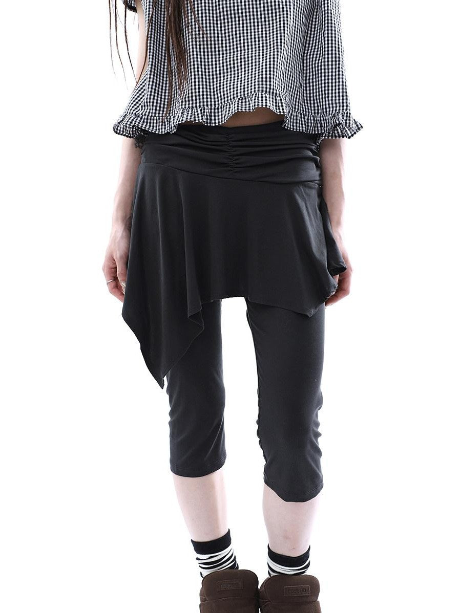 ang project Dark Gray Asymmetric Faux Two Piece Skirt Overlay Women&