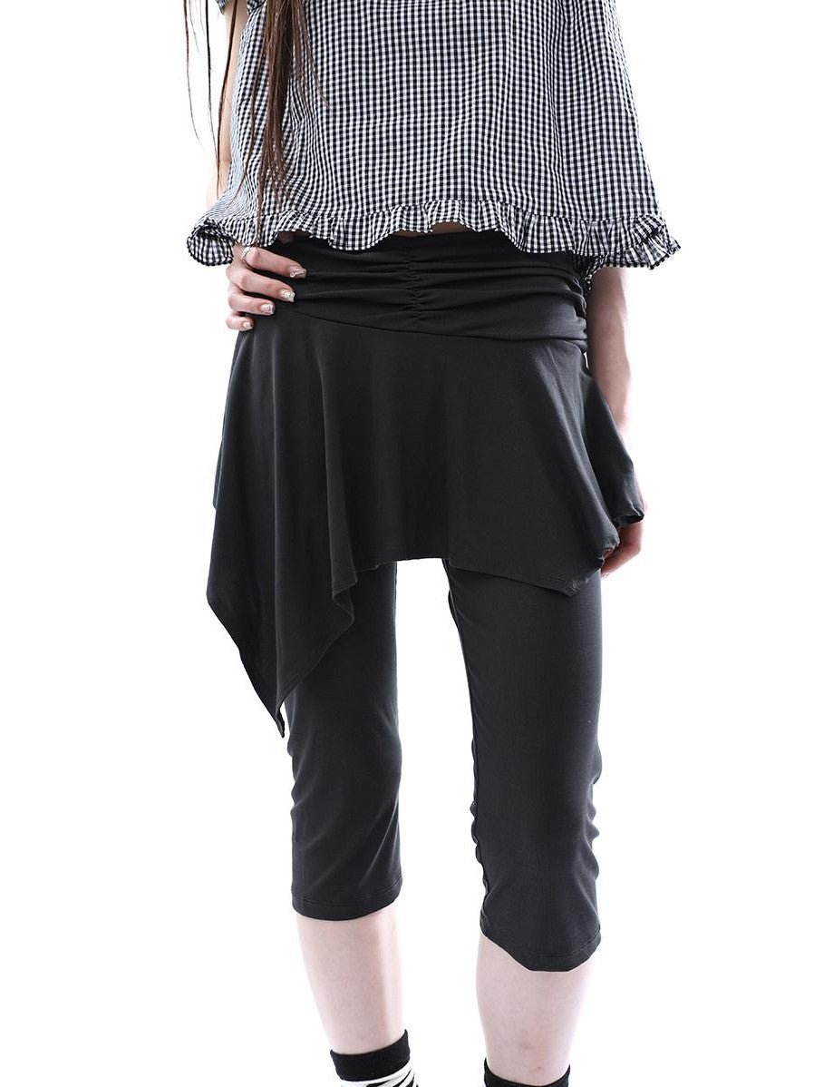 ang project Dark Gray Asymmetric Faux Two Piece Skirt Overlay Women&