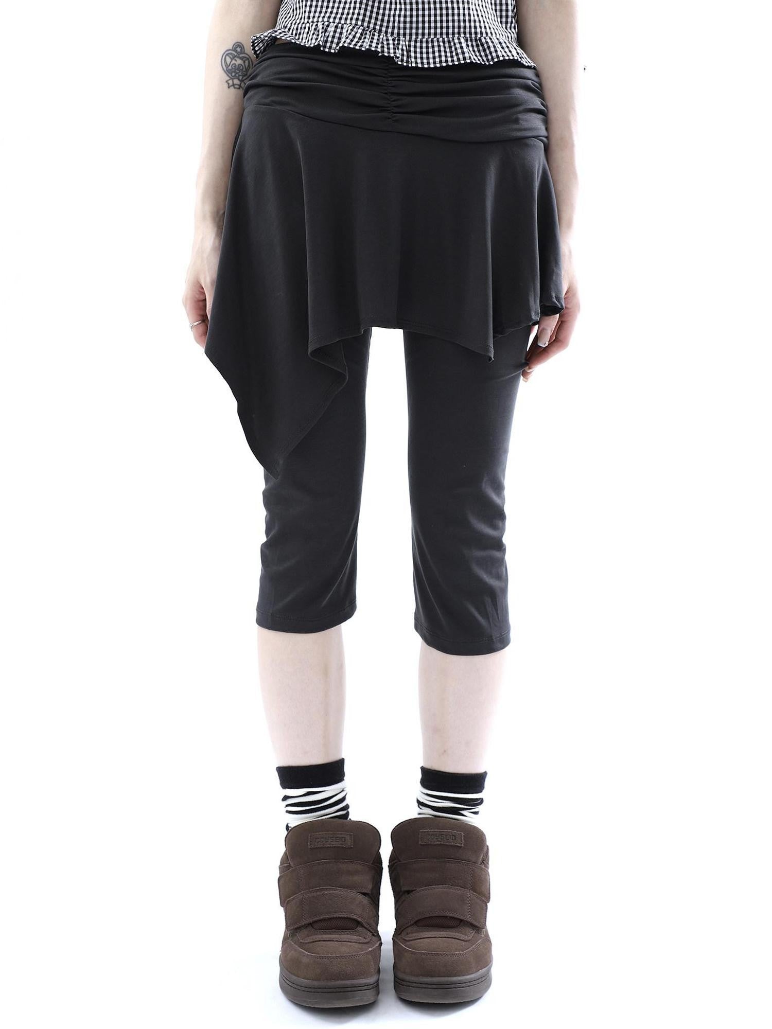 ang project Dark Gray Asymmetric Faux Two Piece Skirt Overlay Women&