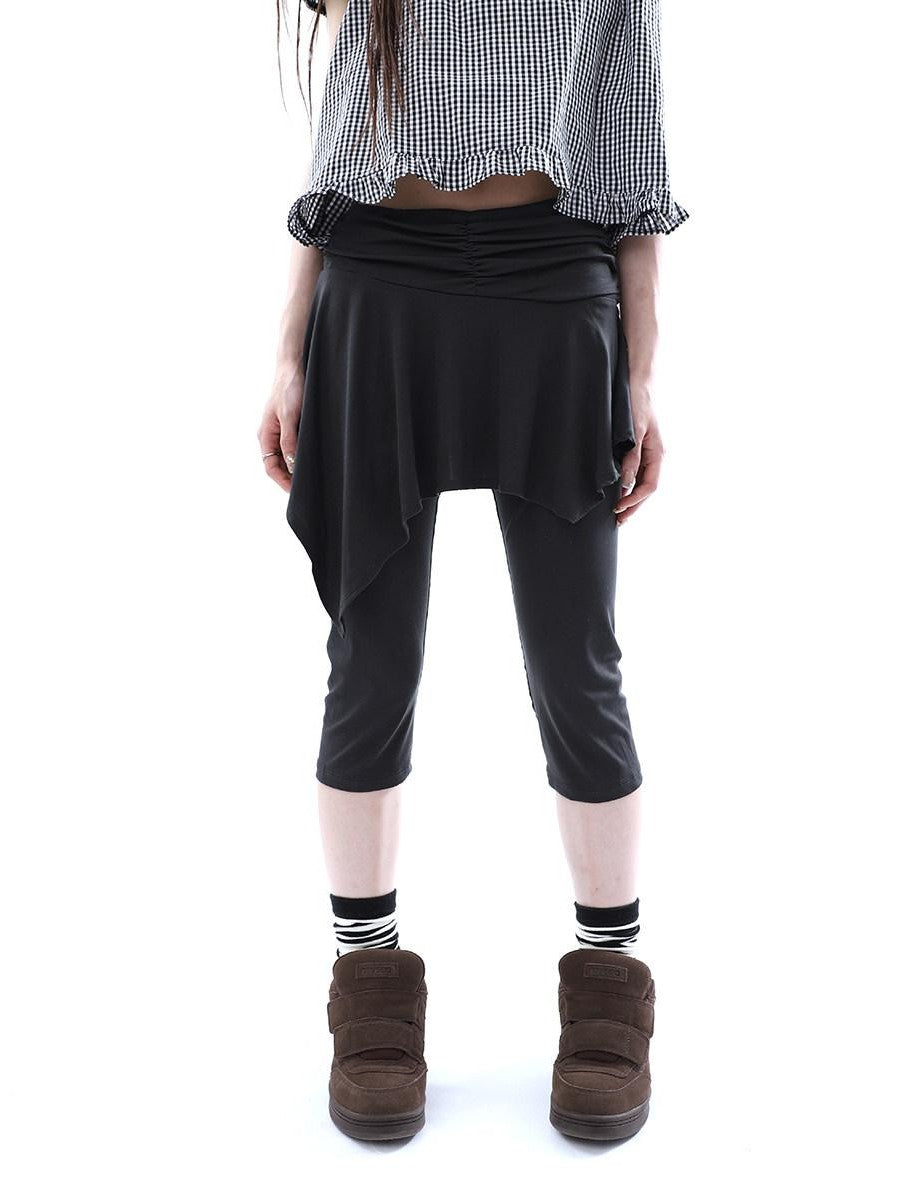 ang project Dark Gray Asymmetric Faux Two Piece Skirt Overlay Women&