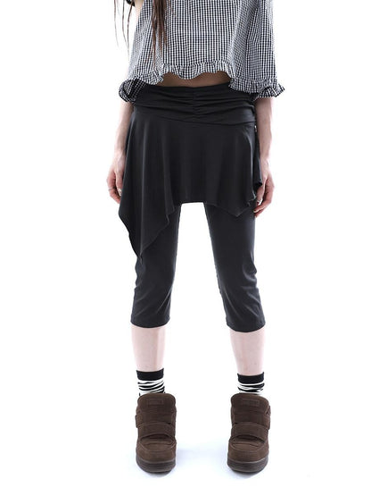 ang project Dark Gray Asymmetric Faux Two Piece Skirt Overlay Women&