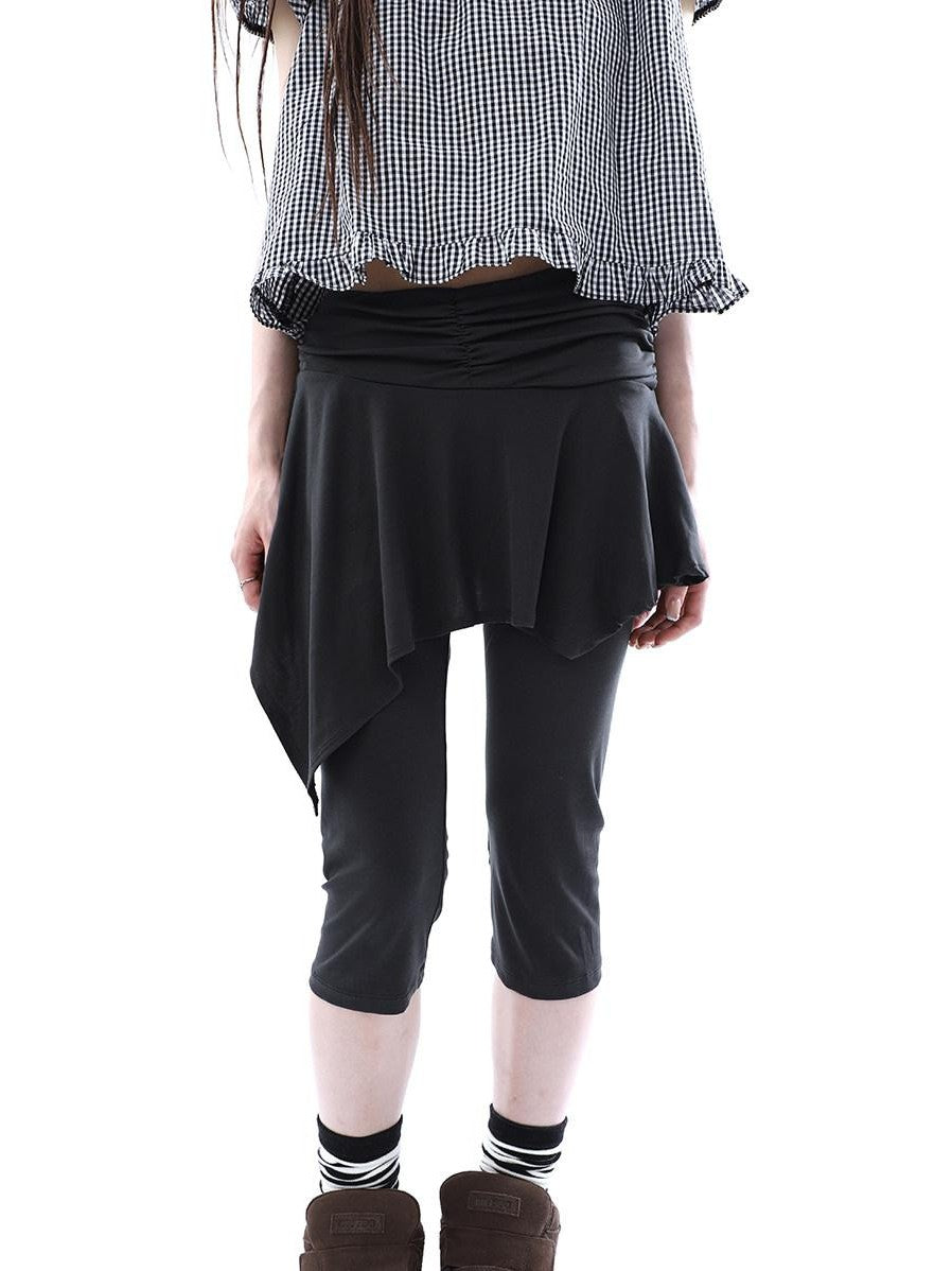 ang project Dark Gray Asymmetric Faux Two Piece Skirt Overlay Women&